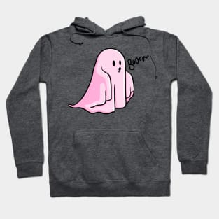 Cute Pink Ghost Saying Boo Illustration Hoodie